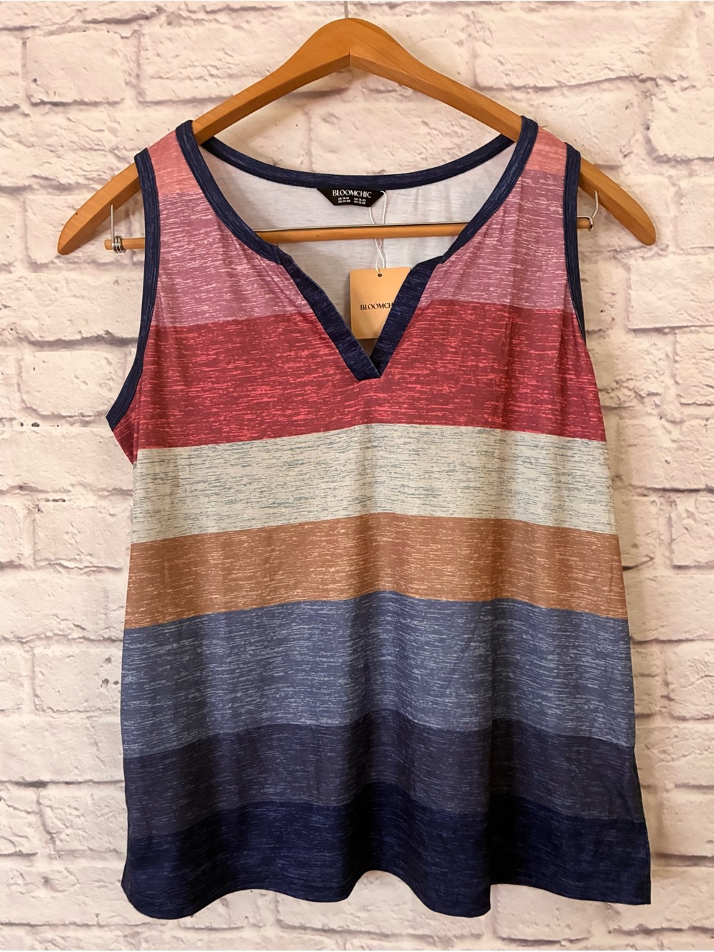 Bloomchic Striped V-Neck Tank Top - Multicolor - Women’s 14/16